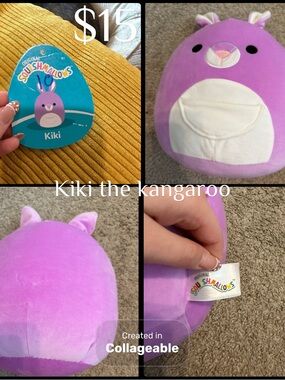 Squishmallows Kiki Kangaroo Plush - Purple and White